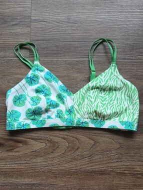 Nwot Diane Von Furstenberg Green Patterned Lounge Bra Size Large